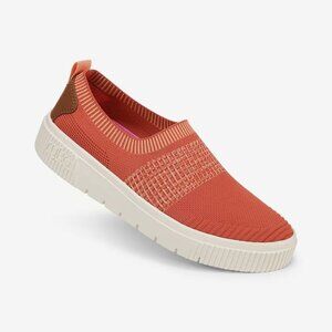 Ryka Womens Size 10 Wide Vista Slip-On Sneakers Orange Paprika Knit Fabric Casua